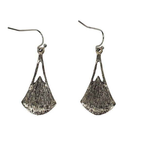 Bohemian Textured Silver Tone Dangle Drop Green Black Resin Faux Stone Earrings - Picture 4 of 7